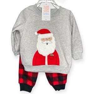 Carter’s Baby 3M 6M 9M Months Christmas Santa Cookie Pullover Pants 2 Piece Set